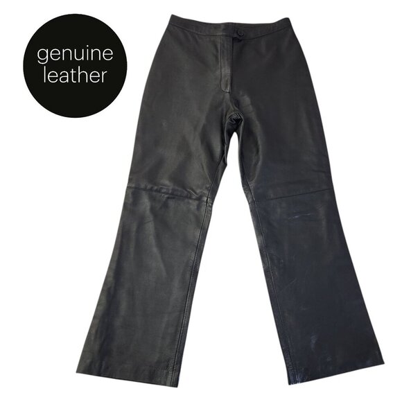 BOD & CHRISTENSEN 100% leather soft satin lined pants black size 12 - Picture 1 of 14